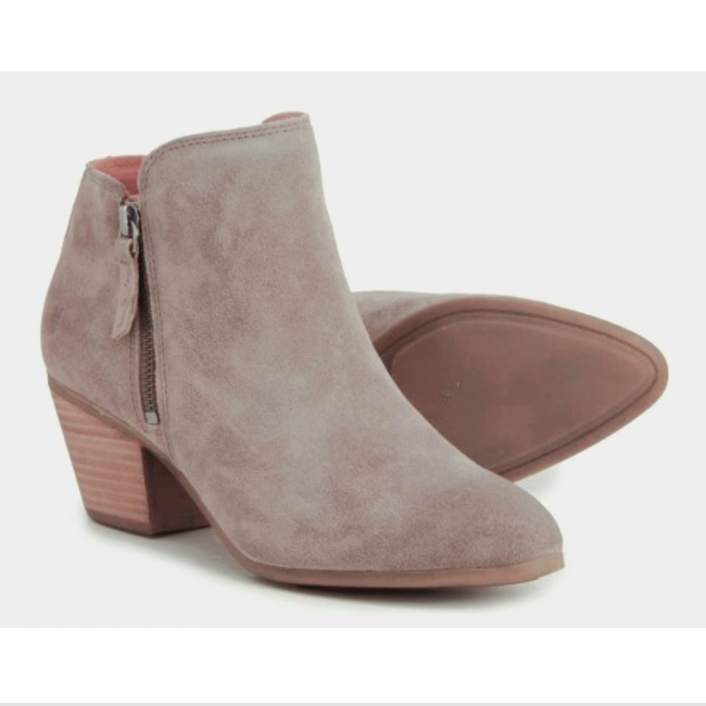 NEW: FRYE SUEDE ZIP ANKLE BOOTIES